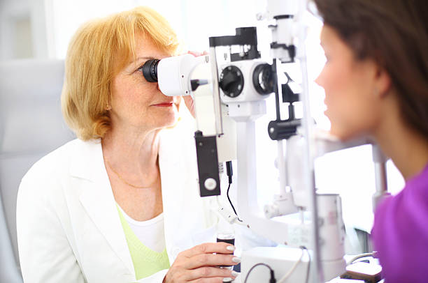 istock Young woman at optician. 535276899