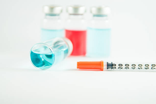 istock Blue liquid in injection vial and syringe 535276977