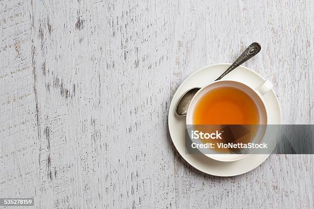 Cup Of Tea On White Background Top View Point Stock Photo - Download Image Now - Tea - Hot Drink, Directly Above, Table