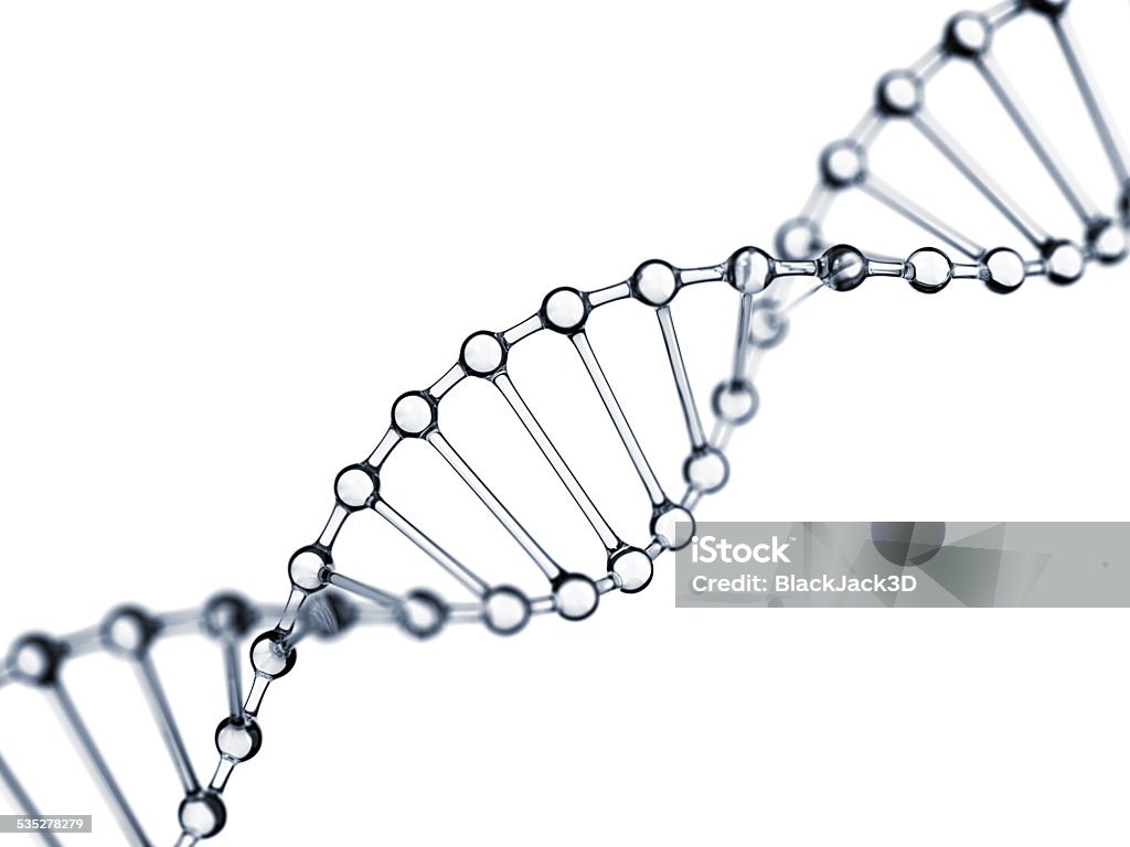 Glassy DNA Glassy DNA on the white background. 3D render. DNA Stock Photo
