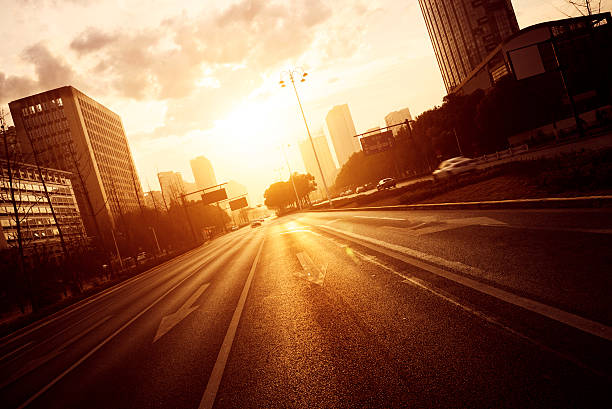istock modern city road scene at sunset 535278611