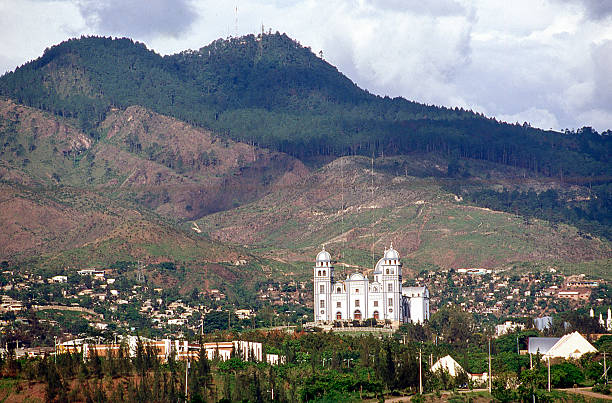 Basilica of Suyapa and National University Honduras Tegucigalpa Skyline stock photo