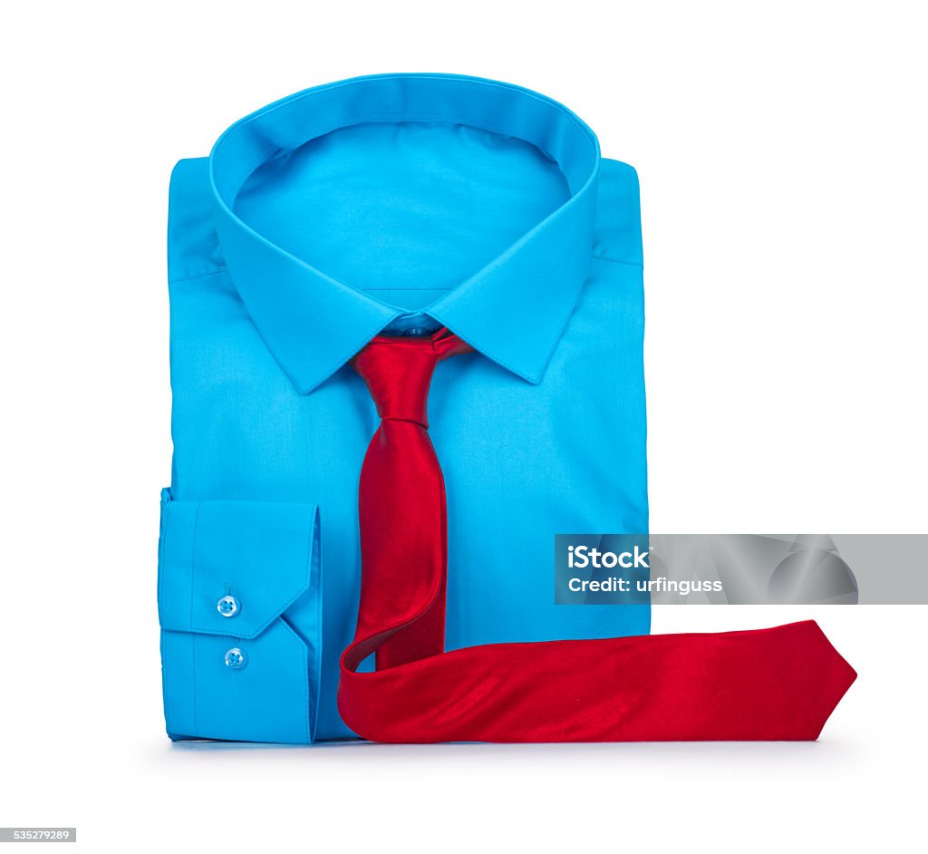 business concept blue shirt and red tie on a white background. business concept 2015 Stock Photo