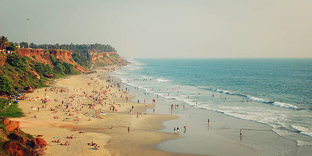 istock Tropical beach and peaceful ocean - vintage filter. Varkala, India. 535279739
