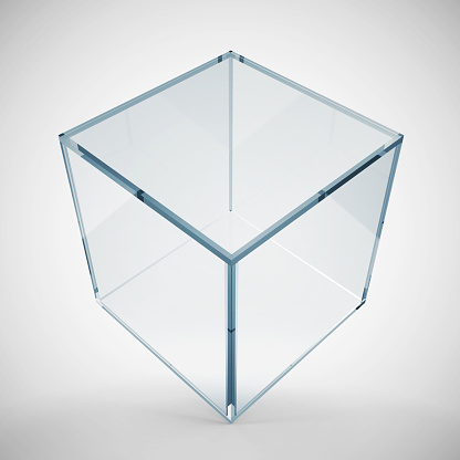 Empty Glass Cube on gradient background