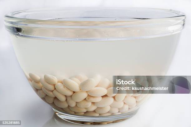 Soaked White Beans On White Stock Photo - Download Image Now - 2015, Bean, Bowl