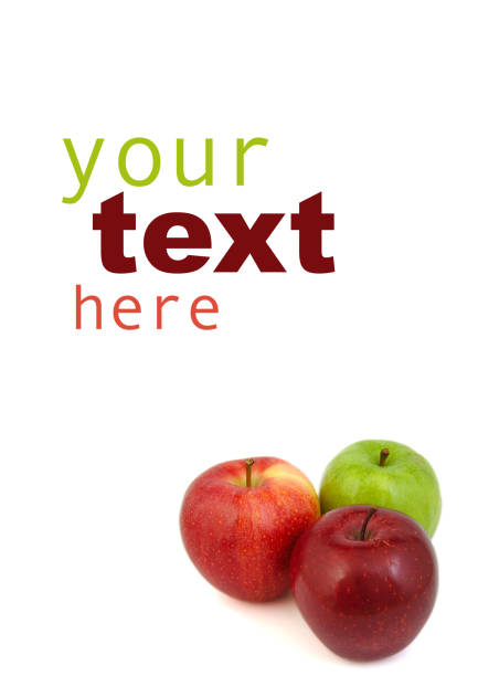 Blank sheet with red and green apples isolated on white. Your text here