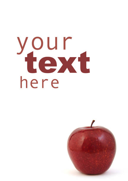 istock Blank sheet with red apple isolated on white. Your text 535293297
