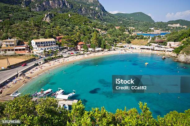 Paleokastritsa Bay On Corfu Greece Stock Photo - Download Image Now - Paleokastritsa, 2015, Backgrounds