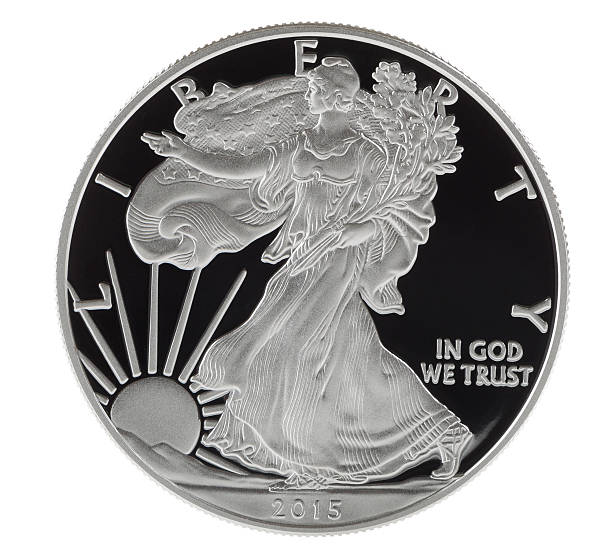 istock Pure Silver Dollar in Mint Condition on White Background 535298939