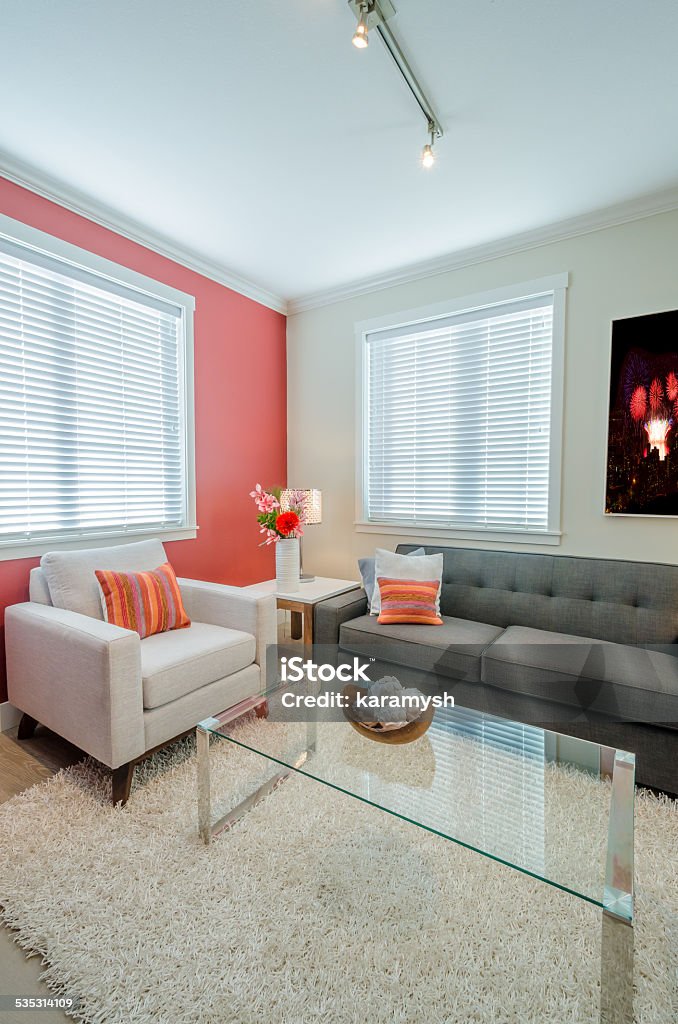 Living Room Living room with furnishings in a new house with nice wood floors! 2015 Stock Photo
