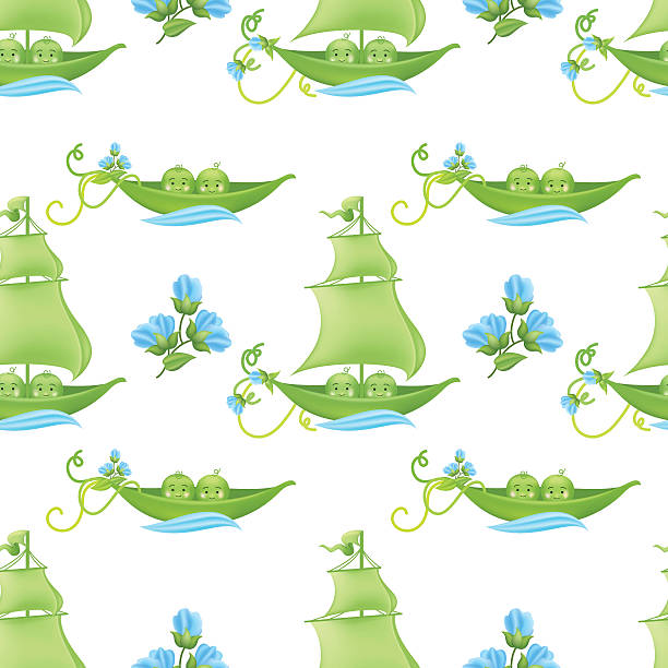ilustraciones, imágenes clip art, dibujos animados e iconos de stock de dos guisantes en un dispositivo de bebé diseño con flores azul - flower sweetpea pattern seamless