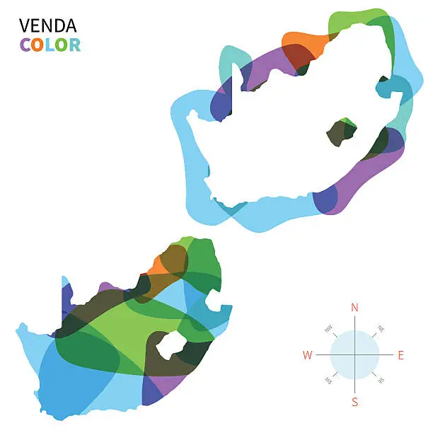 Vector illustration of Abstract vector color map of Venda with transparent paint effect.