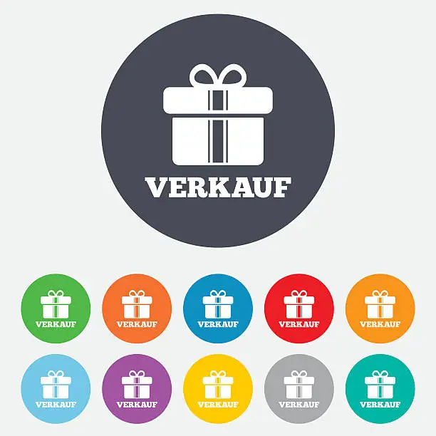Vector illustration of Verkauf - Sale in German sign icon. Gift.