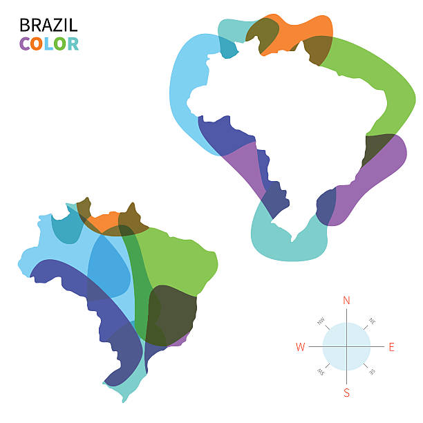 抽象的なベクトルのカラーマップのブラジルに透明ペイント効果をもたらします。 - アメリカ州境点のイラスト素材／クリップアート素材／マンガ素材／アイコン素材