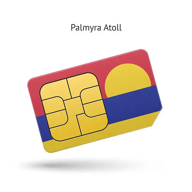 Vector illustration of Palmyra Atoll mobile phone sim card with flag