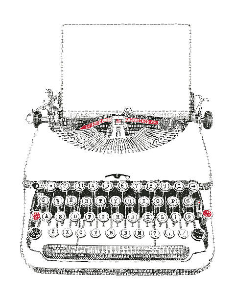 arkusz papieru maszynie do pisania whith - newspaper typewriter the media obsolete stock illustrations