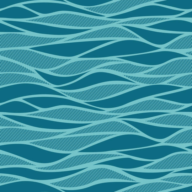 ilustraciones, imágenes clip art, dibujos animados e iconos de stock de blue abstract seamless - scroll shape ornate swirl striped