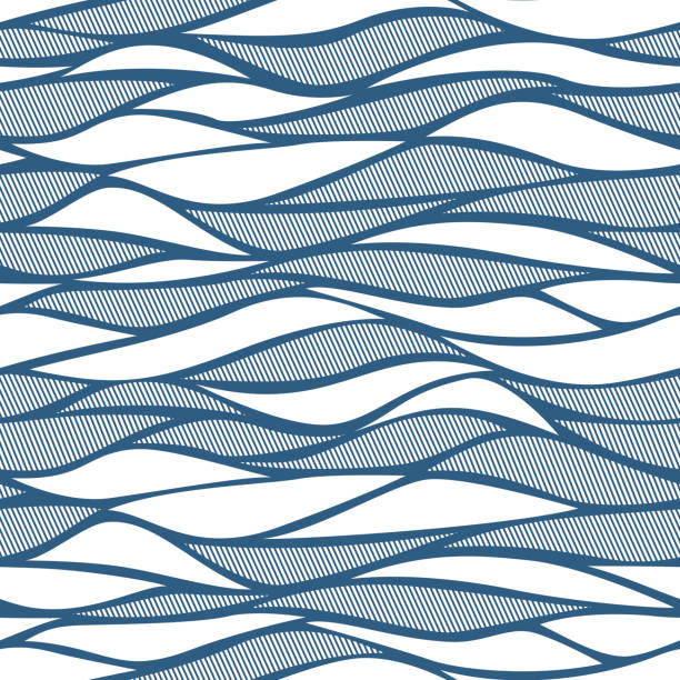 синий абстрактный бесшовный - scroll shape ornate swirl striped stock illustrations