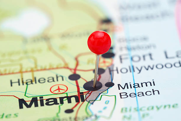 istock Miami pinned on a map of USA 535333859
