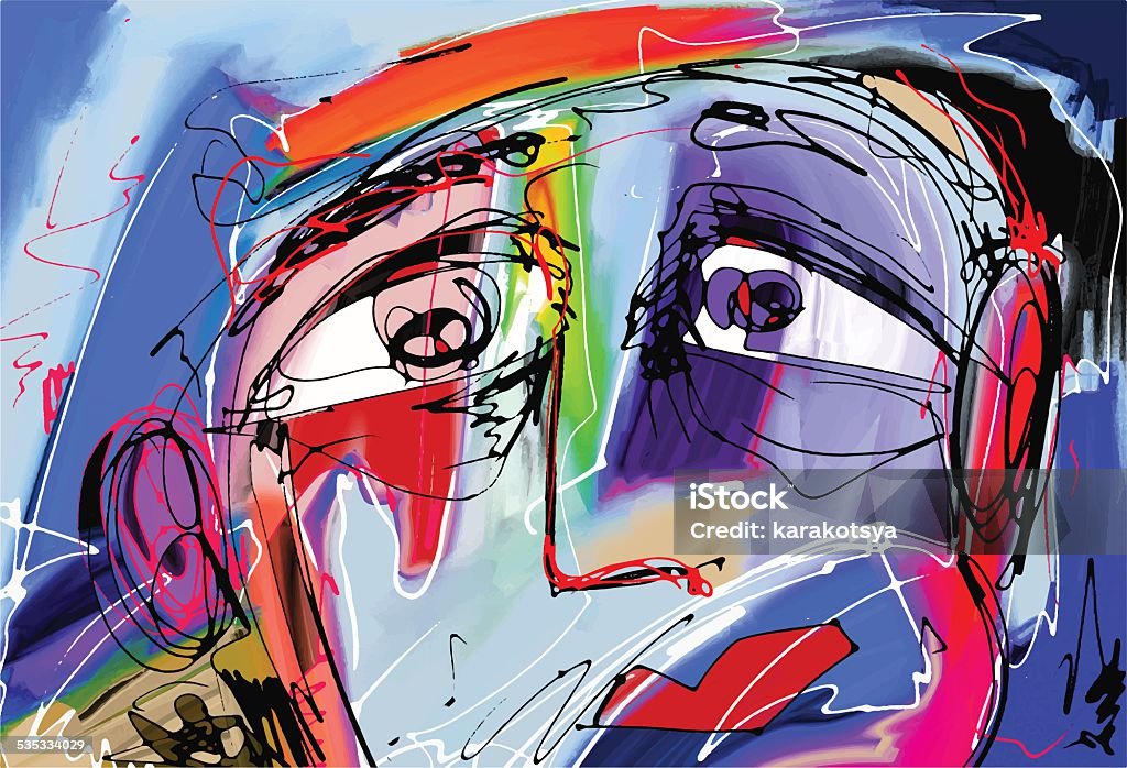 abstract digital painting of human face original abstract digital painting of human face, colorful composition in contemporary modern art, perfect for interior design, page decoration, web and other, vector illustration 2015 stock vector