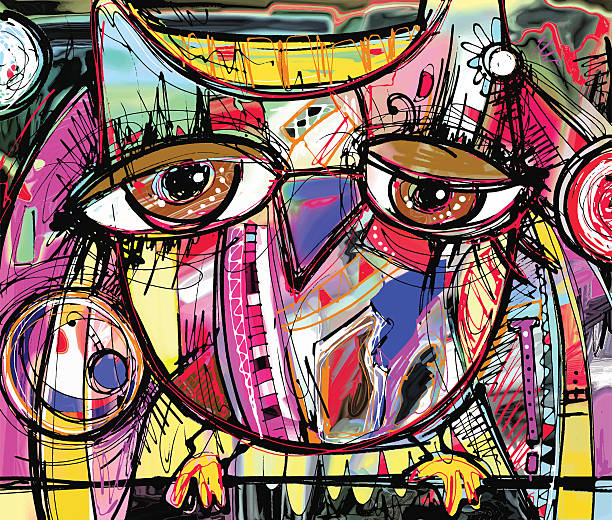 istock abstract digital painting artwork of doodle owl 535334067