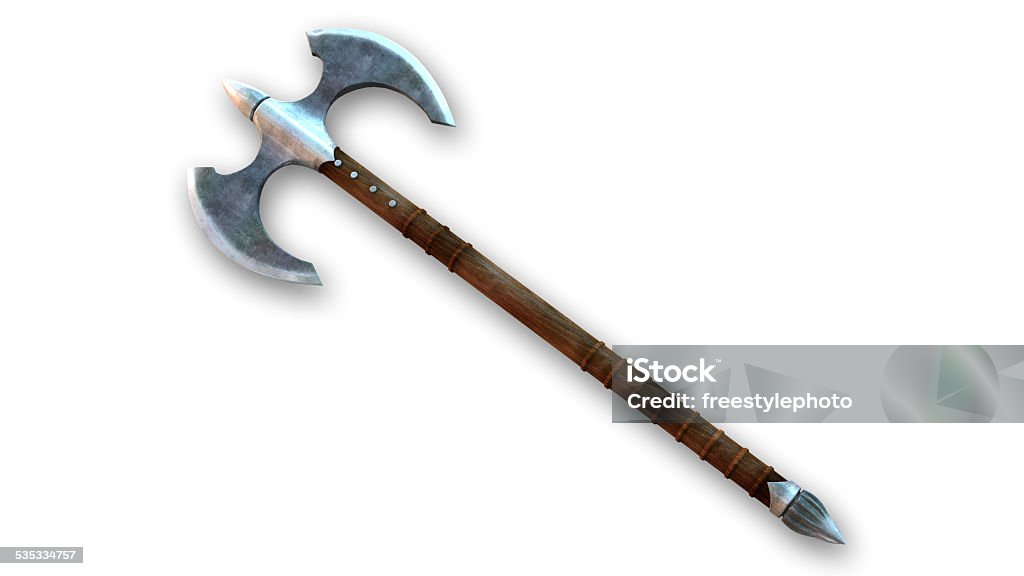 Battle Axe Battle Axe on white background Axe Stock Photo