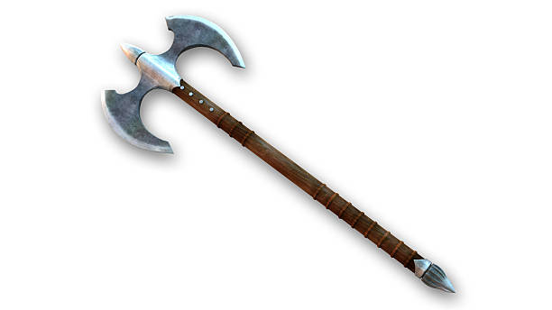 Battle Axe Battle Axe on white background axe stock pictures, royalty-free photos & images