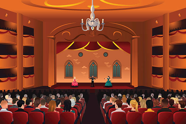 stockillustraties, clipart, cartoons en iconen met spectators inside a theater - theater publiek
