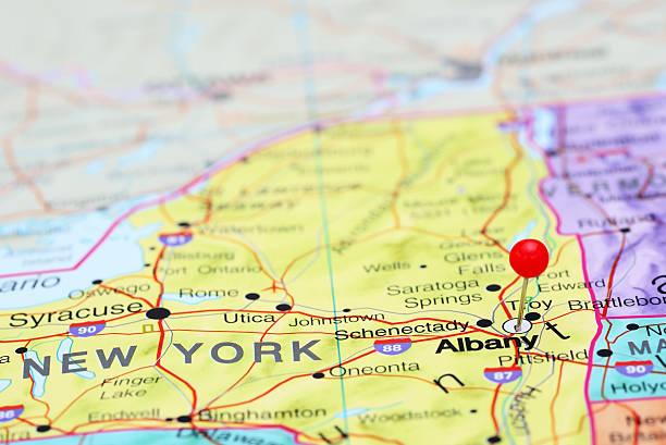 Albany pinned on a map of USA