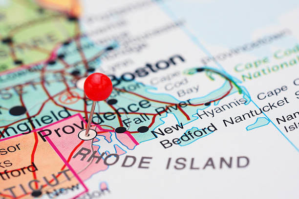 Providence pinned on a map of USA Photo of pinned Providence on a map of USA. May be used as illustration for travelling theme. providence rhode island stock pictures, royalty-free photos & images