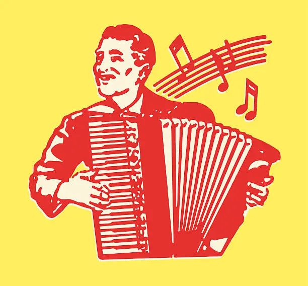 Vector illustration of Man Playing Accordion