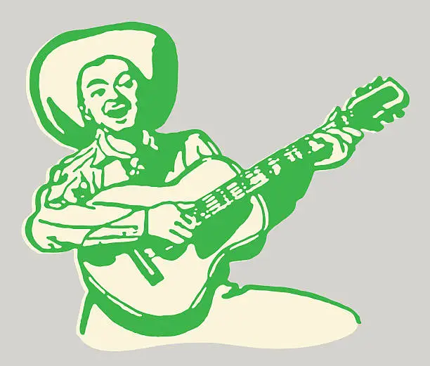 Vector illustration of Singer with Guitar