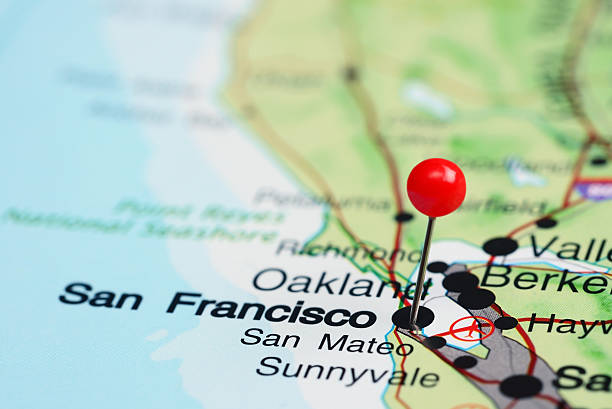 istock San Francisco pinned on a map of USA 535338899