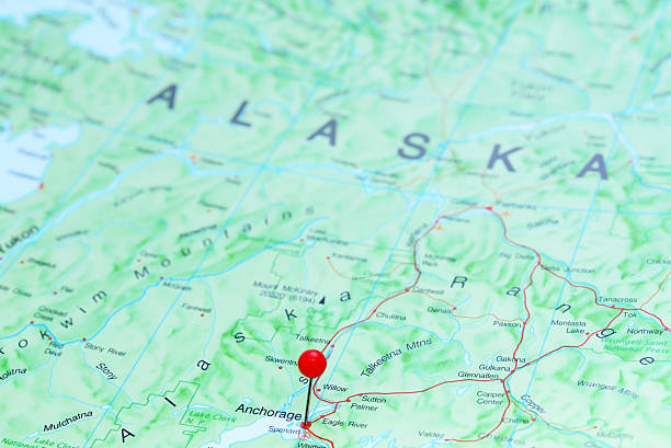 istock Anchorage pinned on a map of America 535339325