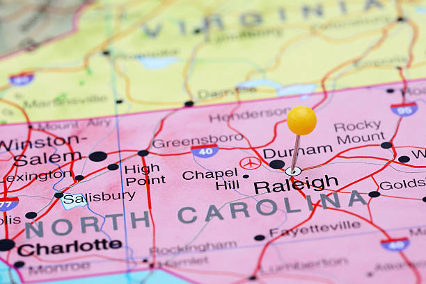 Raleigh pinned on a map of USA