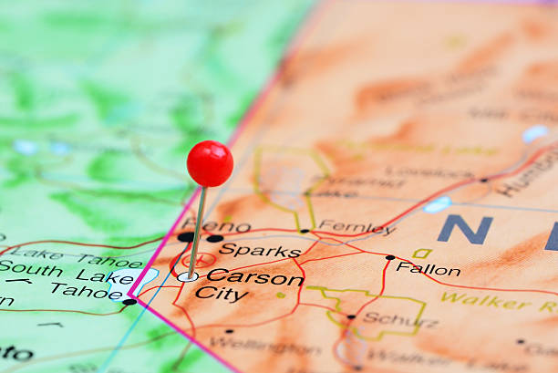 istock Carson City pinned on a map of USA 535347539