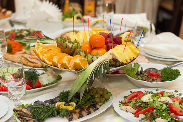 istock Beautifully banquet table with food 535347745