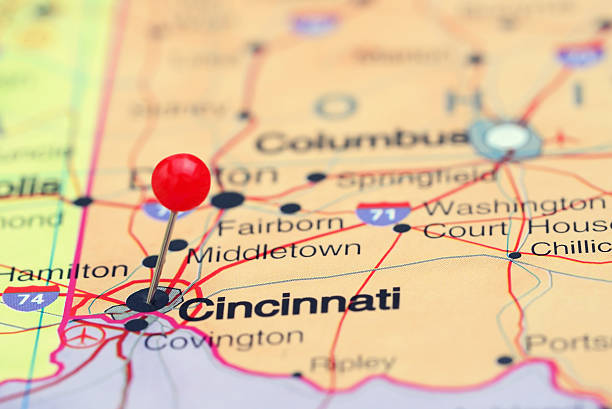 istock Cincinnati pinned on a map of USA 535348327