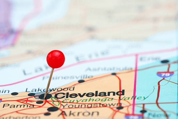istock Cleveland pinned on a map of USA 535348331