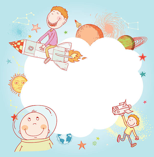 Space Banners or Bookmarks, hand drawn vector illustration. Space Banners or Bookmarks, hand drawn vector illustration. cartoon of the how to draw a infinity sign stock illustrations