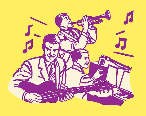 Vector illustration of Three Piece Band