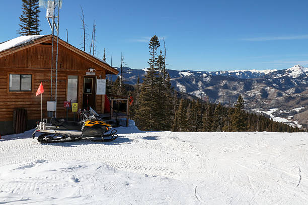 Ski Patrol Shack and Snow Machine Colorado Ski Area ski patrol photos stock pictures, royalty-free photos & images