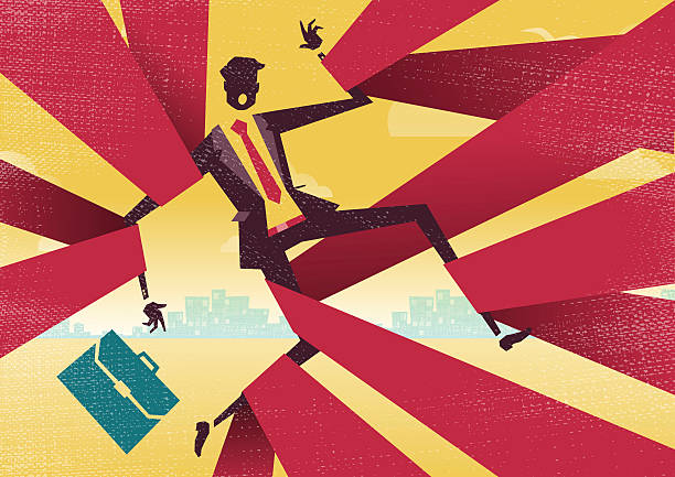 Businessman is caught up in Bureaucratic Red Tape. Businessman is caught up in Bureaucratic Red Tape. Great illustration of Retro styled Abstract Businessman caught up in bureaucratic red tape. bureaucracy stock illustrations