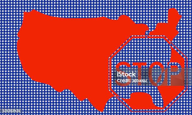 Stop Indication Us Map With Stop Indication Stock Photo - Download Image Now - 2015 ...