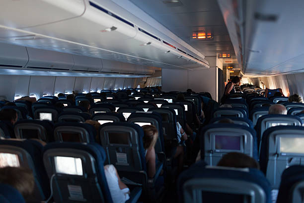 istock Cabin of modern passenger airplane 535354505