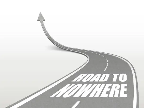 Vector illustration of road to nowhere words on highway road