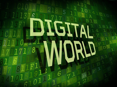 Digital Word Example Digital World Words Isolated On Digital Background Stock Illustration ...