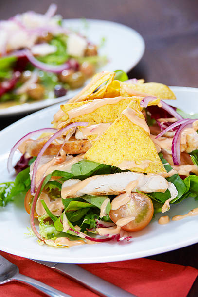 Chicken Salad and Nachos stock photo