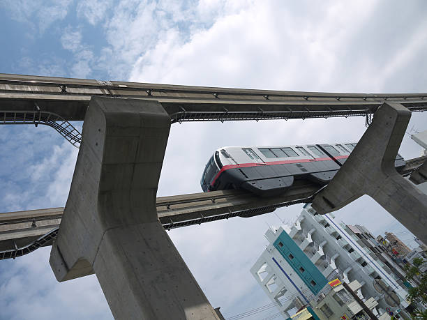 istock Naha city elevated commuter monorail train 535372433